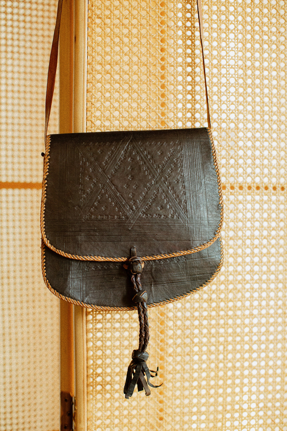 Camel Leather Crossbody Bag