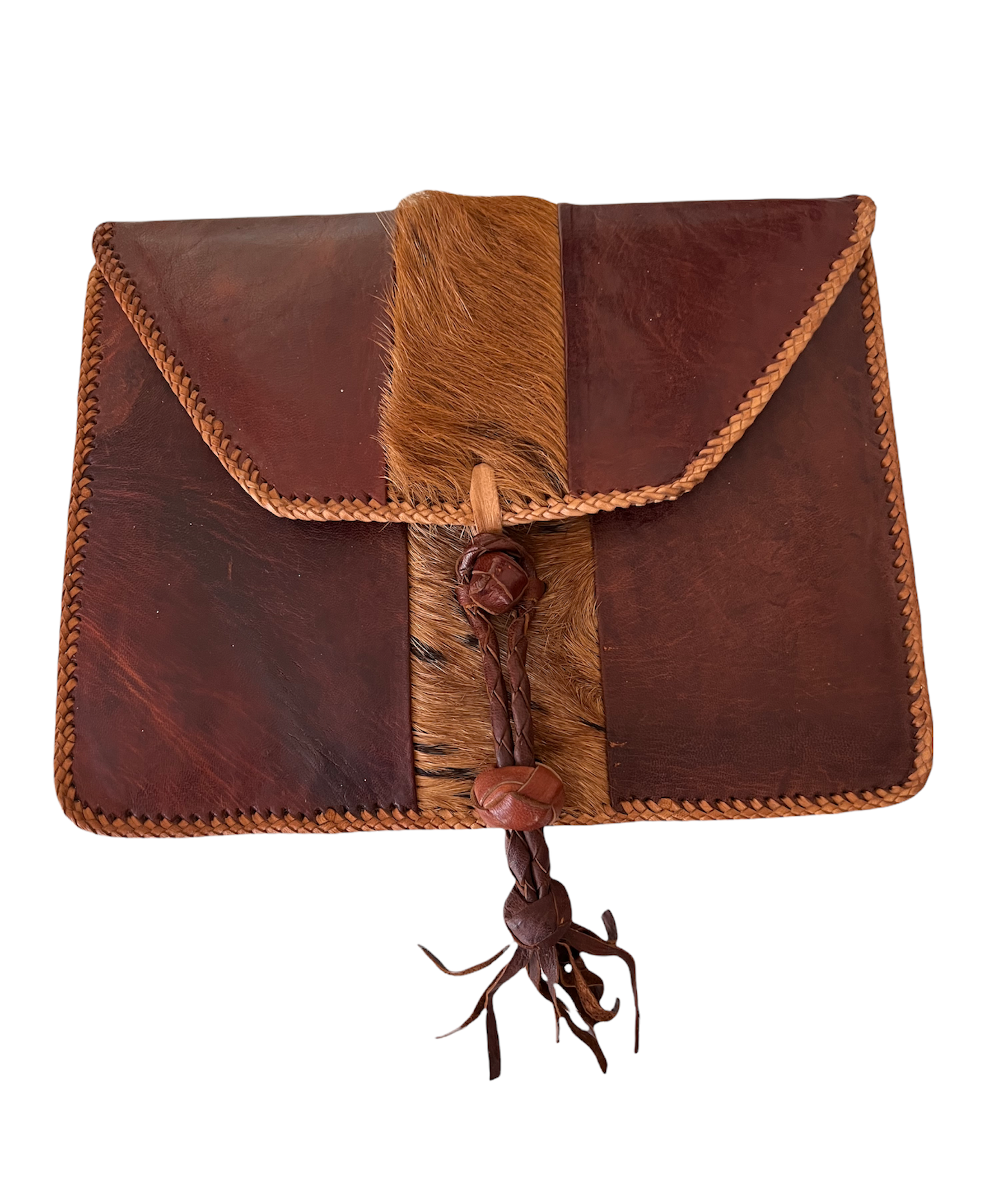 Camel Leather Bag With Exposed Fur
