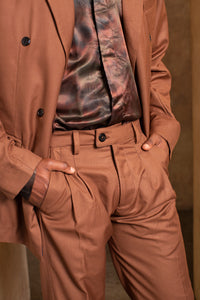 Relax Fit Double Breasted Suit in Cognac
